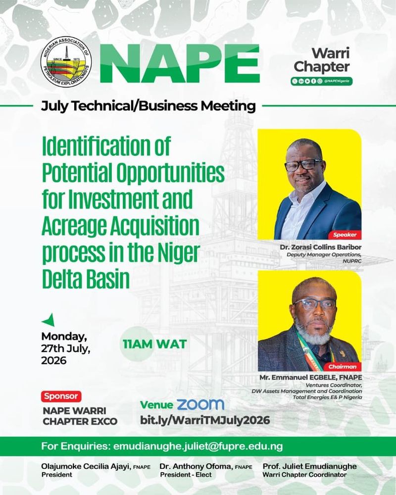 NAPE Warri Chapter July Technical/Business Meeting | 27th July 2026